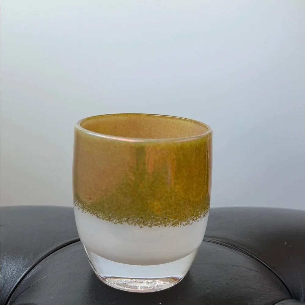 Glassybaby Grace Treasure Series Gold White Hand Blown Votive Candle Holder